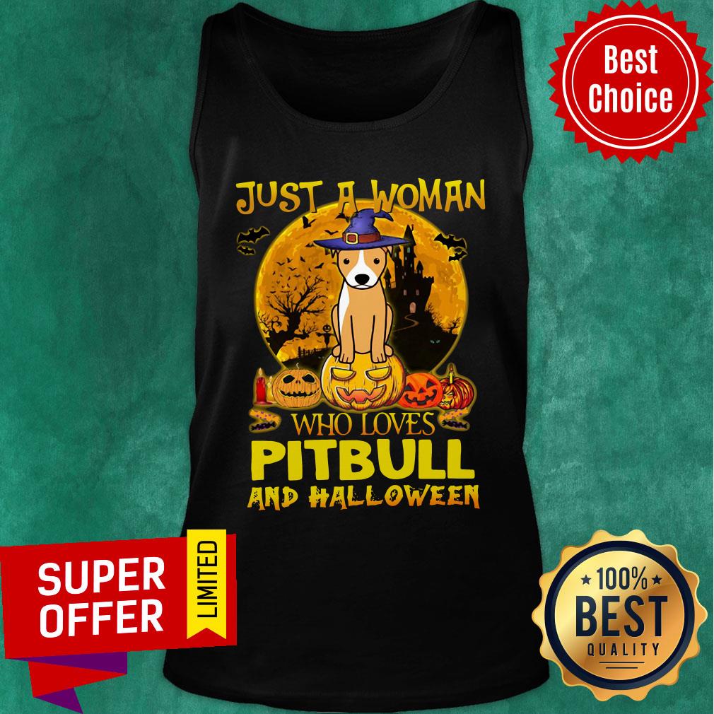 Just A Woman Who Loves Pitbull And Halloween Shirt - Image 3