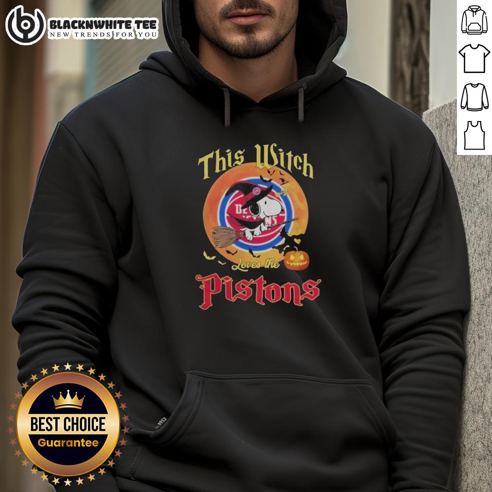 Original This Witch Loves The Detroit Pistons Snoopy Halloween T-Shirt - Image 2