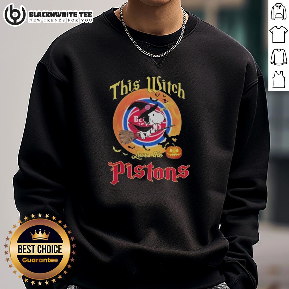 Original This Witch Loves The Detroit Pistons Snoopy Halloween T-Shirt - Image 5