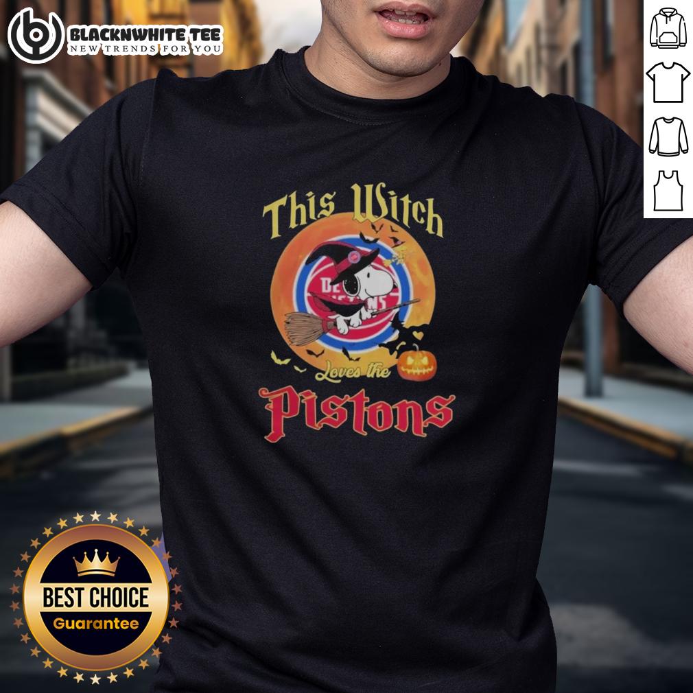 Original This Witch Loves The Detroit Pistons Snoopy Halloween T-Shirt