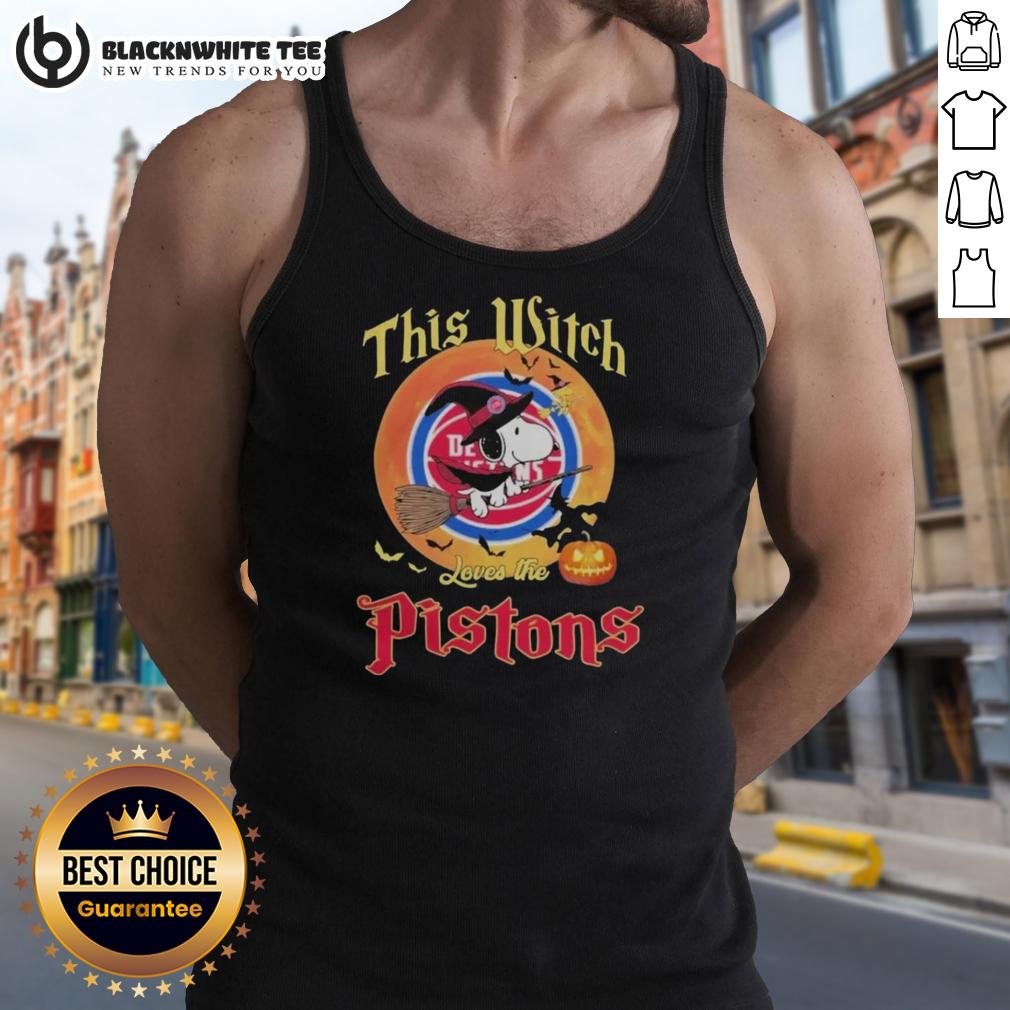 Original This Witch Loves The Detroit Pistons Snoopy Halloween T-Shirt - Image 4