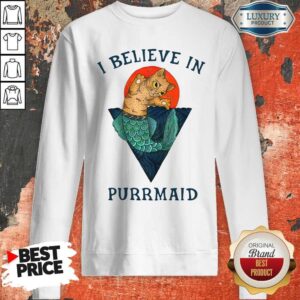 Alternative view of Funny Cat I Believe In Purrmaid Sunset Shirt