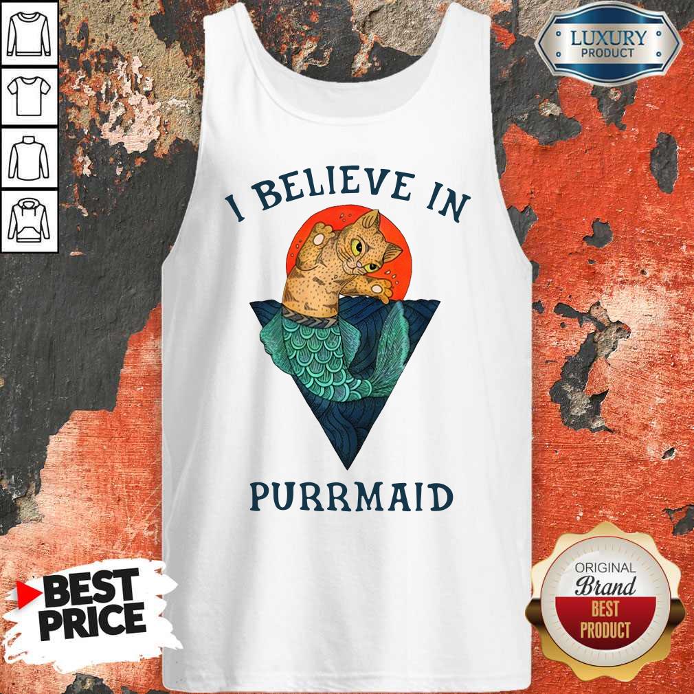 Funny Cat I Believe In Purrmaid Sunset Shirt - Image 5