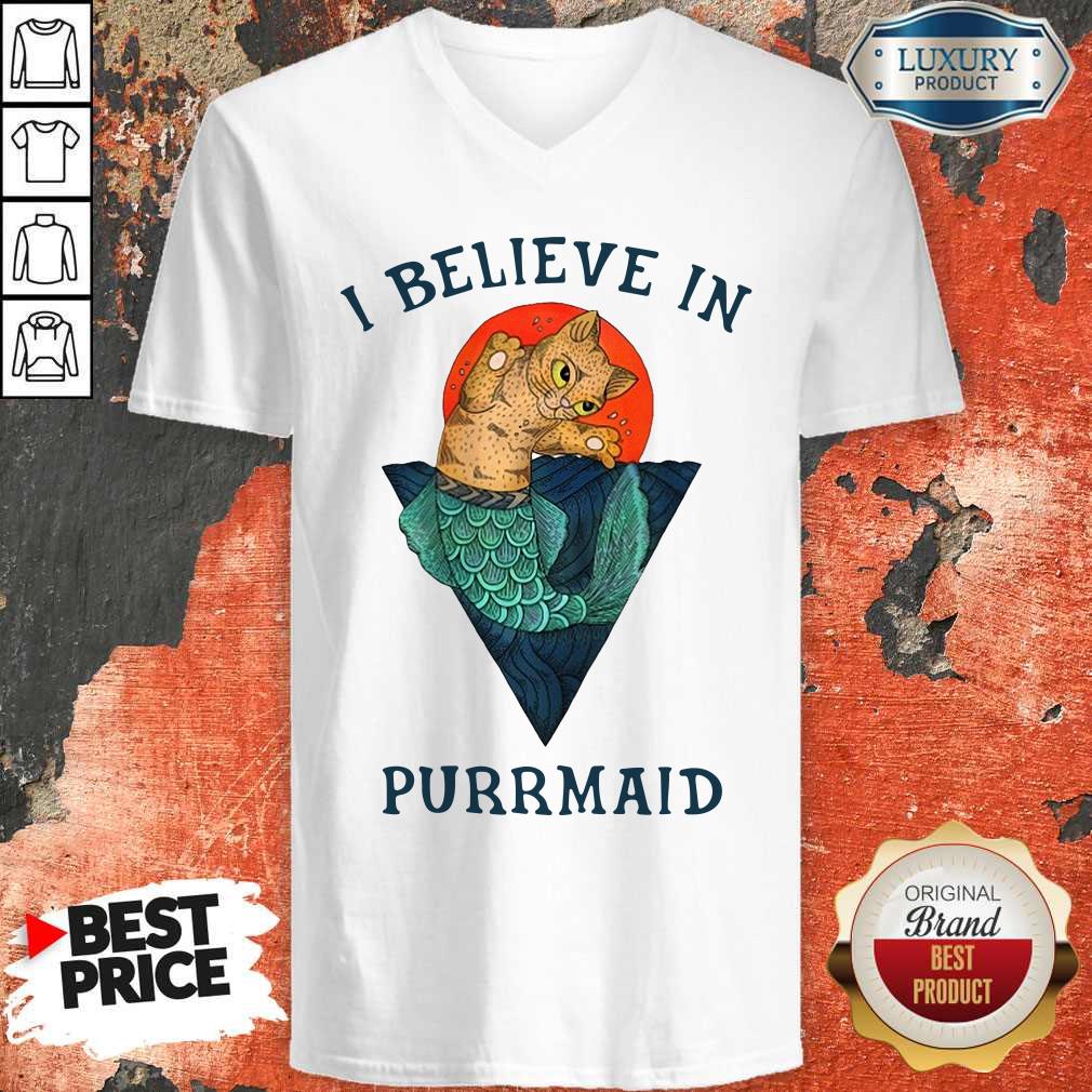Funny Cat I Believe In Purrmaid Sunset Shirt - Image 4