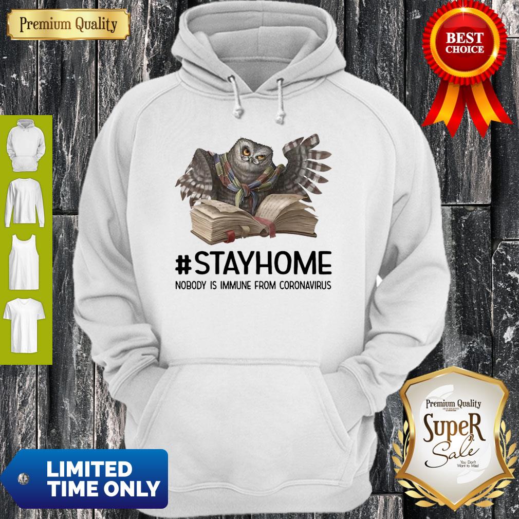 Owl Reading Book Stay Home Nobody Is Immune From Coronavirus Shirt - Image 5