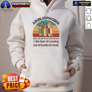 Alternative view of Official Abibliophobia The Fear Of Running Out Of Book To Read Vintage T-Shirt