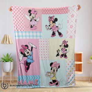 Cute Perfect Disney Minnie Mouse Patchwork Pattern Blanket Fleece Customized Blanket