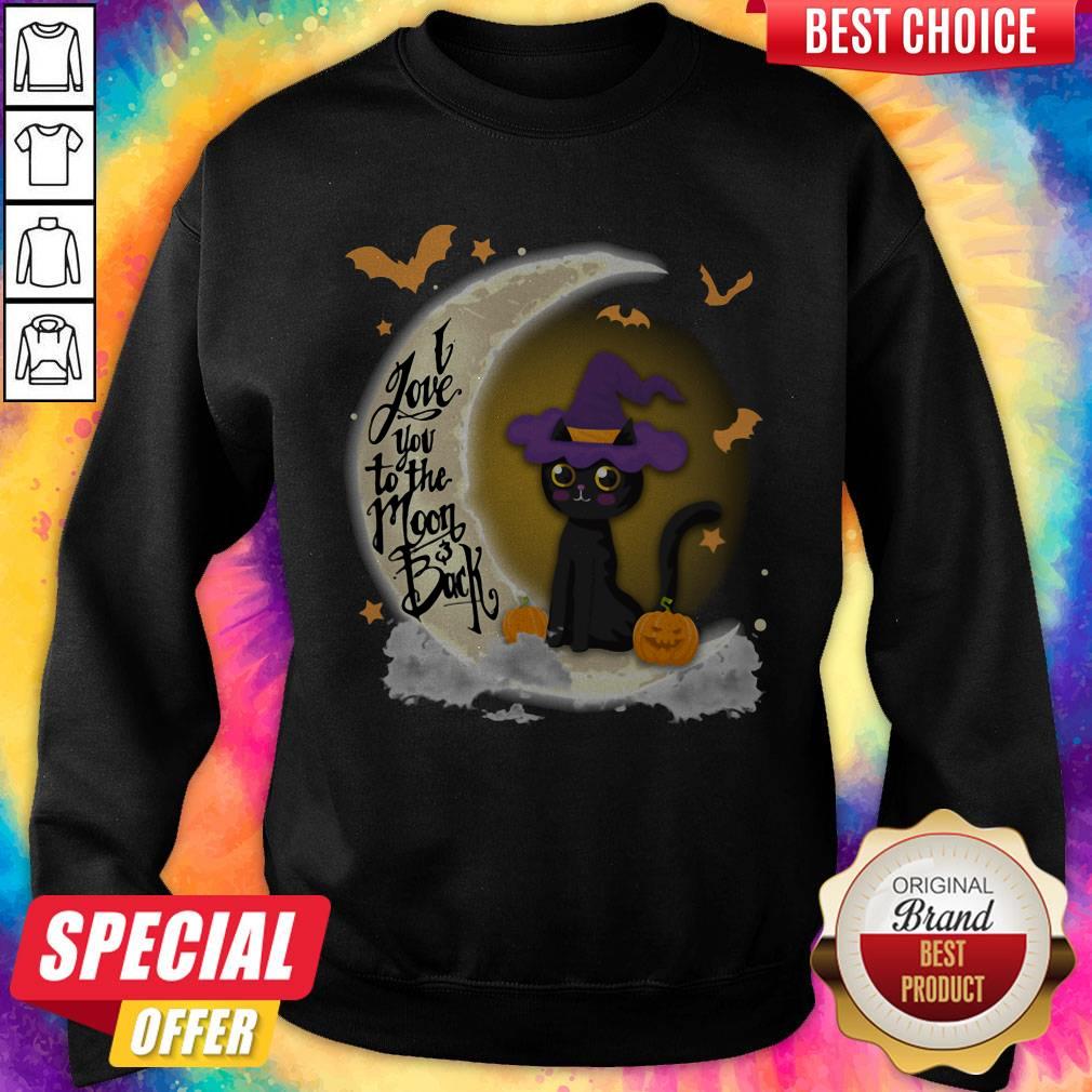 Cute I Love You To The Moon And Black Cat Witch Pumpkin Halloween Shirt - Image 4