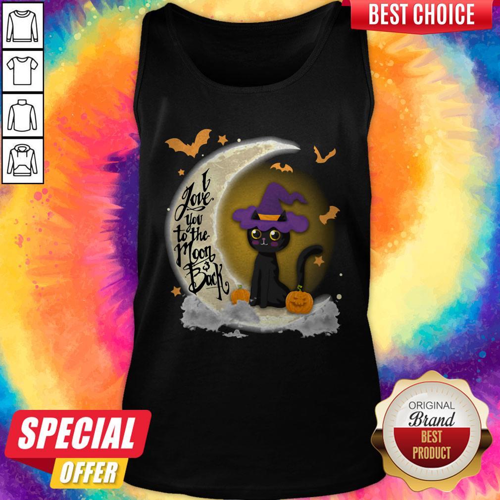 Cute I Love You To The Moon And Black Cat Witch Pumpkin Halloween Shirt - Image 3