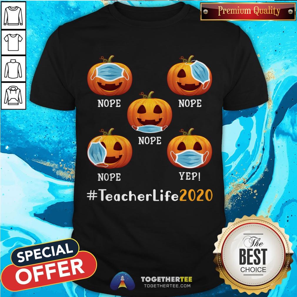 Funny Halloween Teacher Life 2020 Pumpkin Wearing Mask T-Shirt