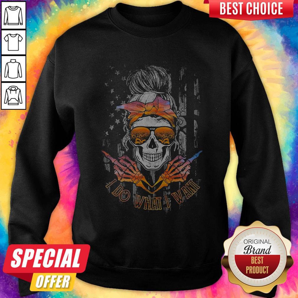 Skull Girl I Do What I Want Flag Shirt - Image 4