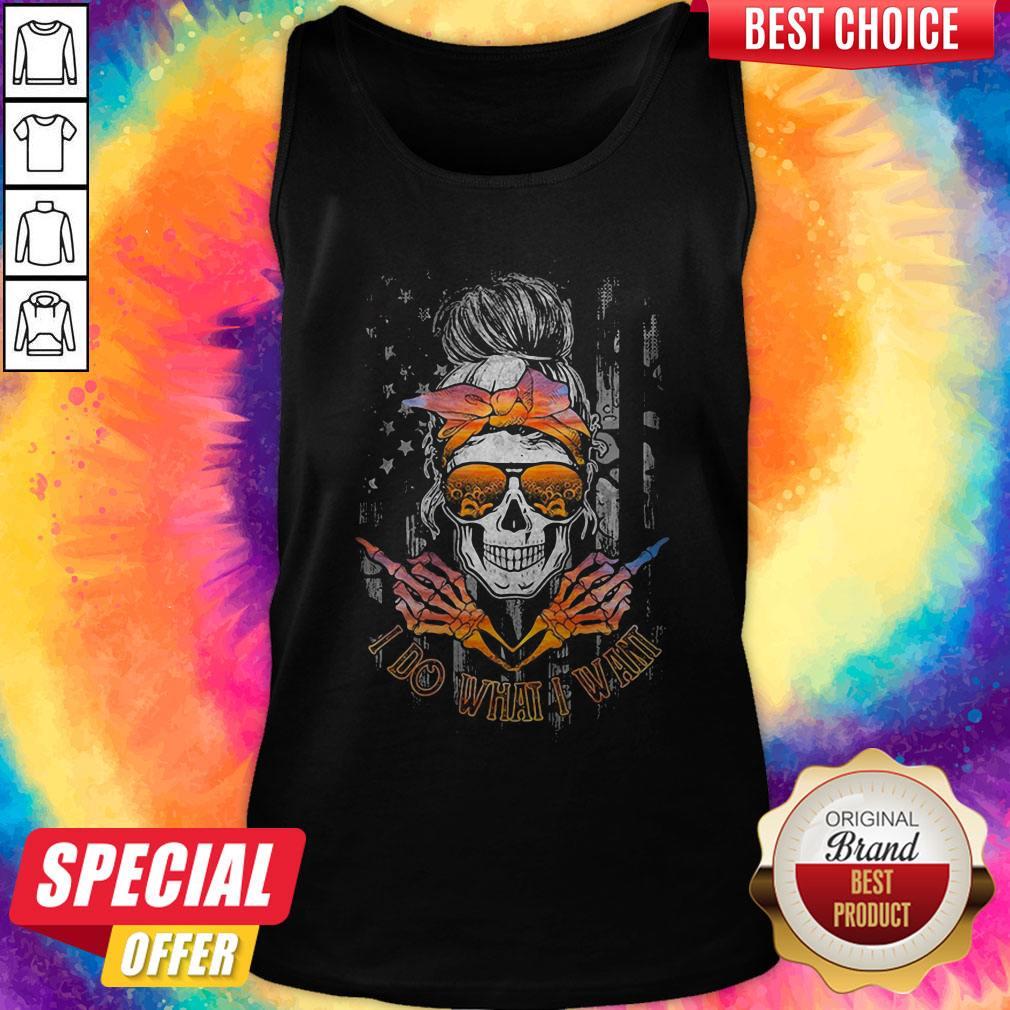 Skull Girl I Do What I Want Flag Shirt - Image 3