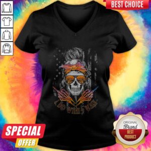 Alternative view of Skull Girl I Do What I Want Flag Shirt