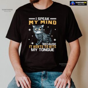 Alternative view of I Speak My Mind Because It Hurts To Bite My Tongue Grey Cat T-Shirt