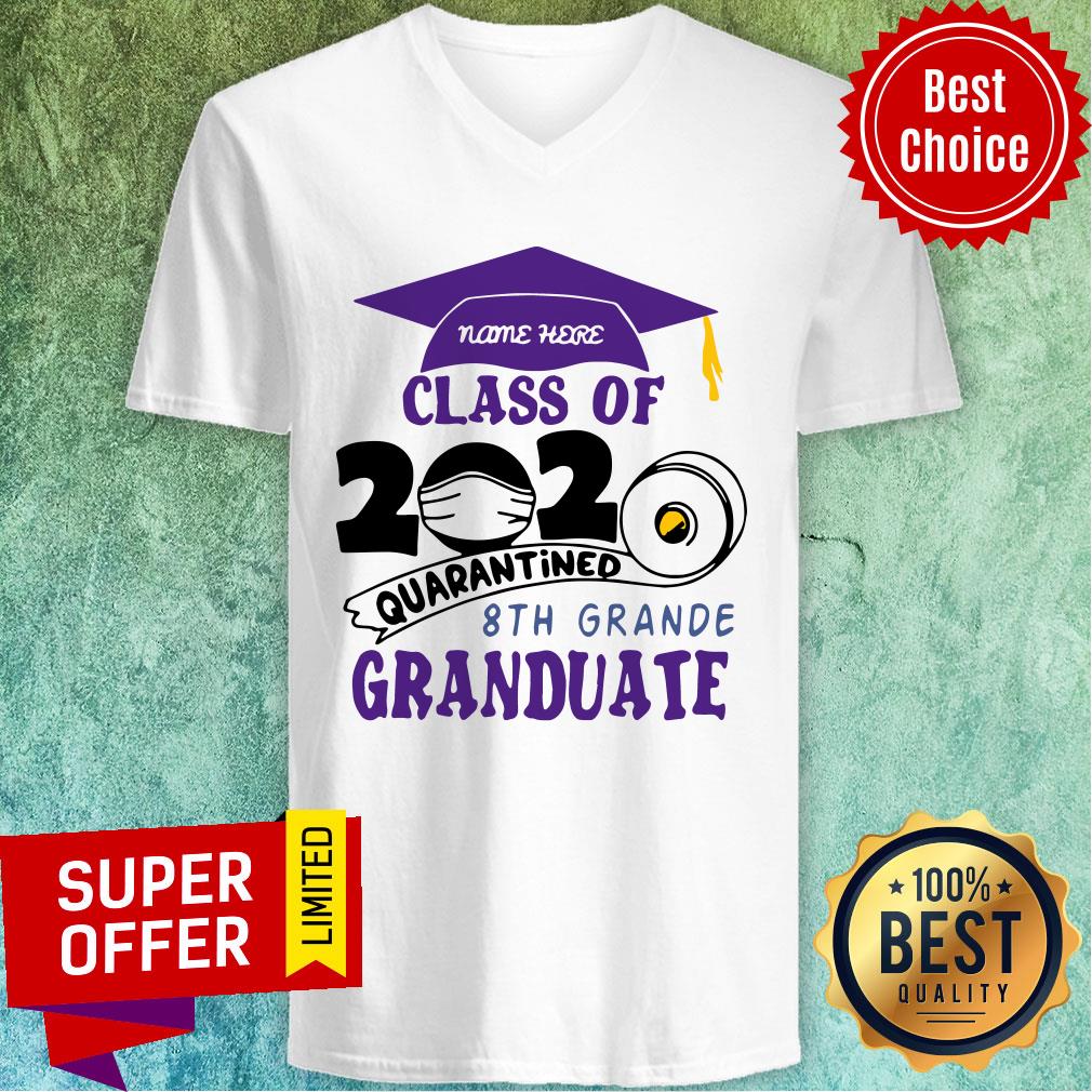 Nice Name Here Class Of 2020 Quarantined 8th Grande Granduate Purple Shirt - Image 4