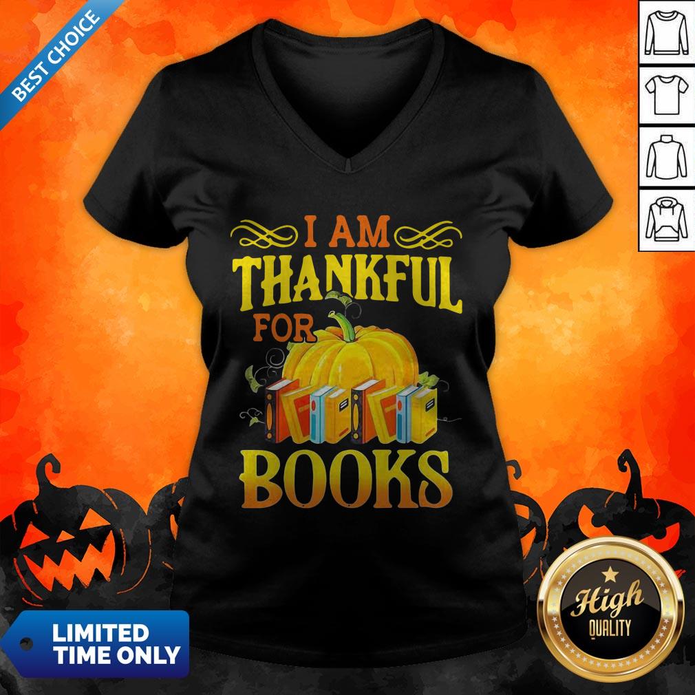 Funny I Am Thankful For Books Thanksgiving Shirt - Image 2
