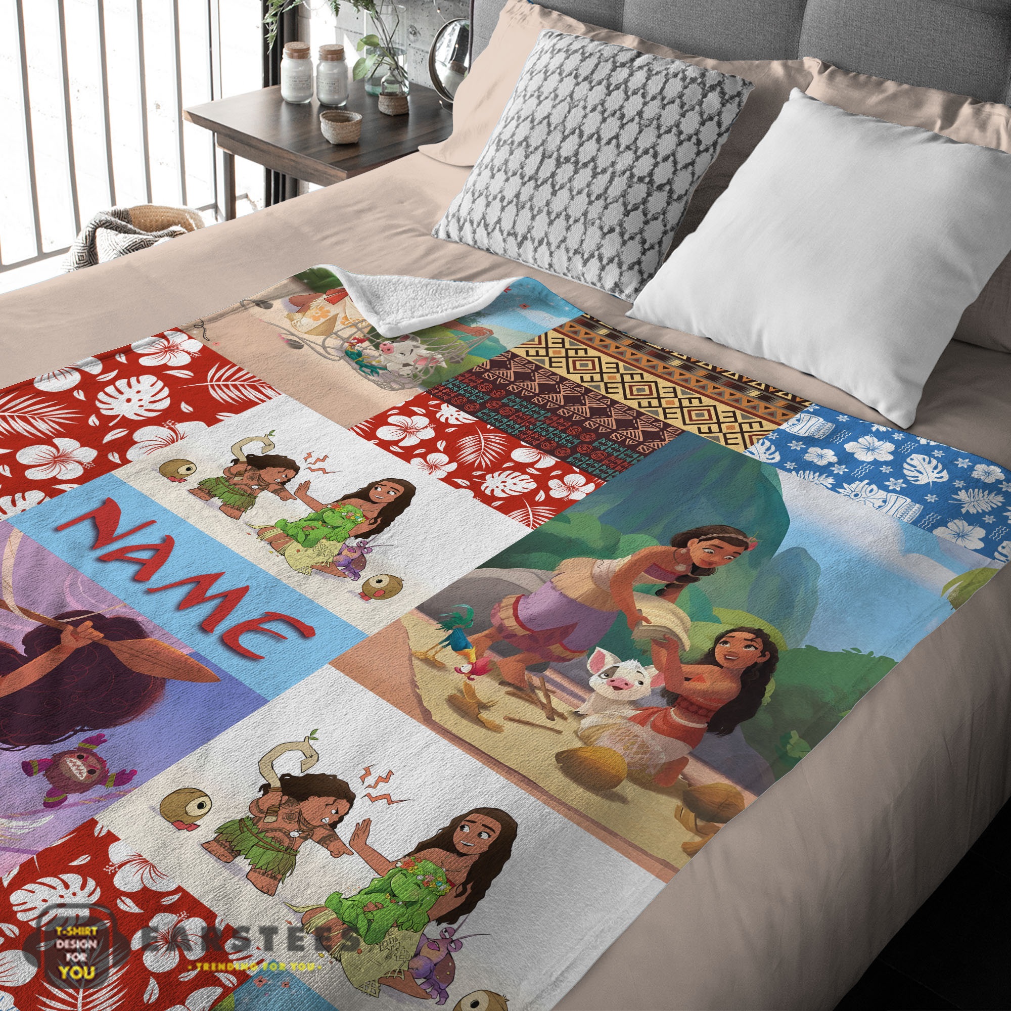 Good Disney Cartoon Moana Family With Friends Blanket Fleece Customized Blanket - Image 2