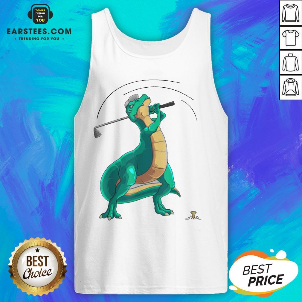 Good T-Rex Playing Golf Dino Ball Game Sports Shirt - Image 4