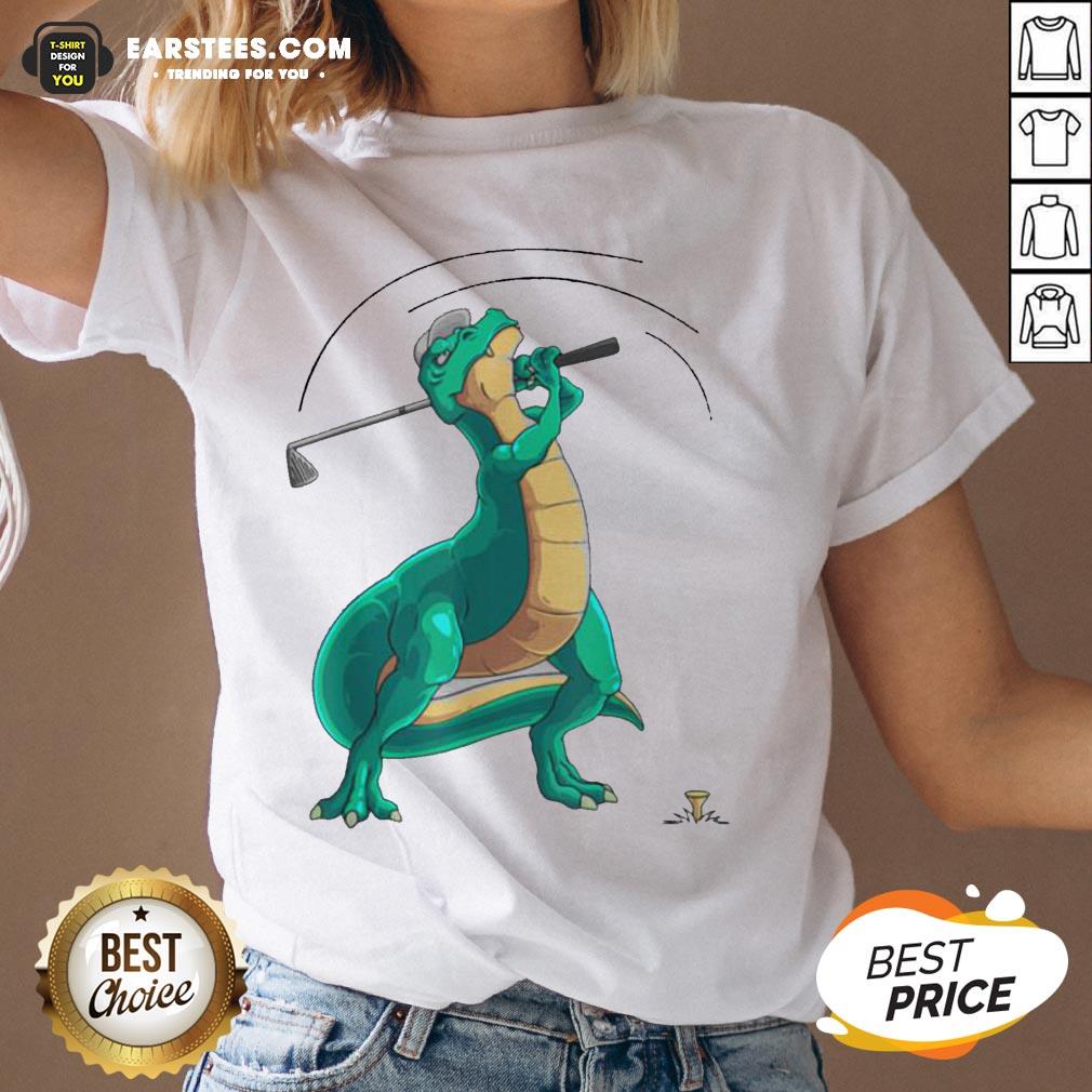 Good T-Rex Playing Golf Dino Ball Game Sports Shirt - Image 3
