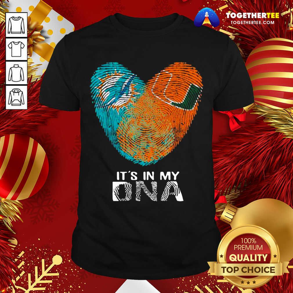 Nice Dolphins Hurricanes It’s In My Dna Heart Fingerprints Shirt
