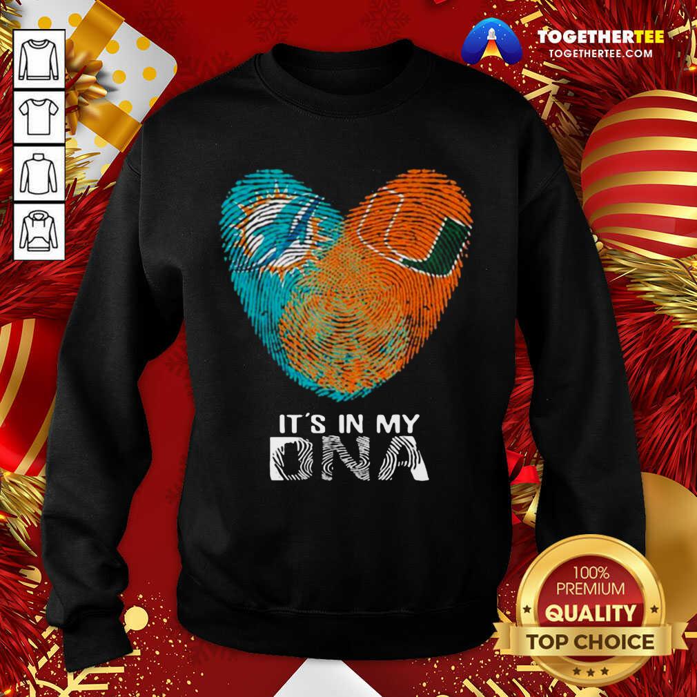 Nice Dolphins Hurricanes It’s In My Dna Heart Fingerprints Shirt - Image 4