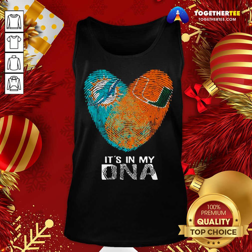Nice Dolphins Hurricanes It’s In My Dna Heart Fingerprints Shirt - Image 3