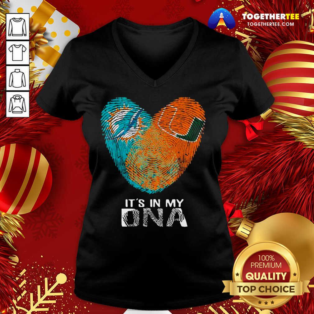 Nice Dolphins Hurricanes It’s In My Dna Heart Fingerprints Shirt - Image 2