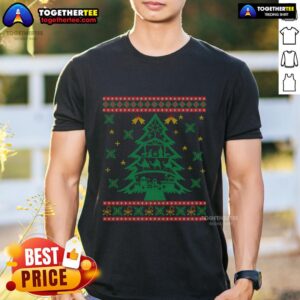 Pretty Xmas Tree Christmas Nativity Scene Christian Ugly Christmas T-Shirt