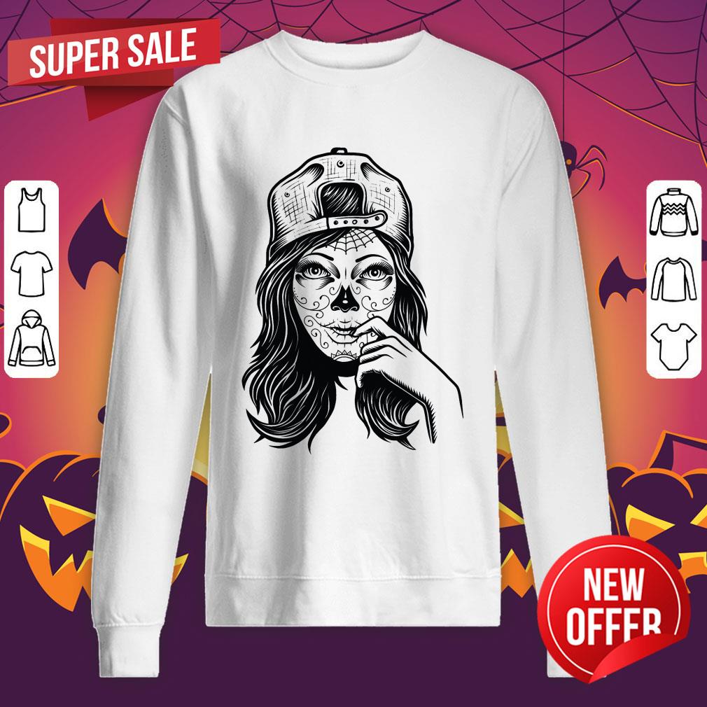 Skull Sugar Girl Day Of The Dead Shirt - Image 5