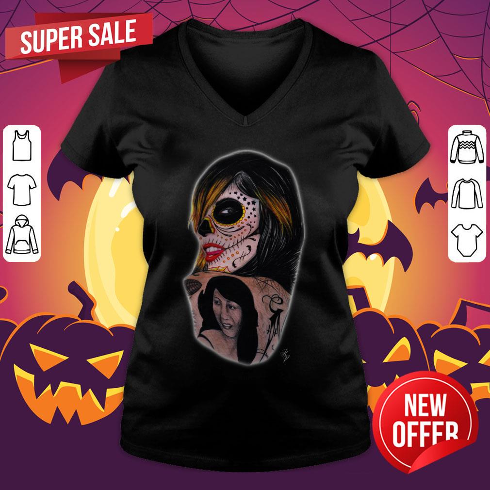 Sugar Skull Girl Kat Von D Day Of The Dead Shirt - Image 4
