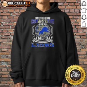 Alternative view of Official I May Live In Connecticut But On Game Day Detroit Lions Football T-Shirt