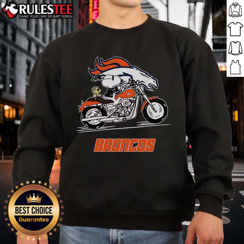 Awesome Snoopy And Woodstock Driving Motorbike Denver Broncos T-Shirt - Image 5