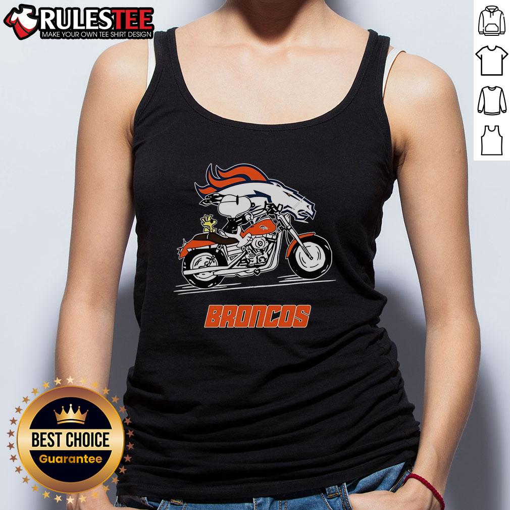 Awesome Snoopy And Woodstock Driving Motorbike Denver Broncos T-Shirt - Image 4