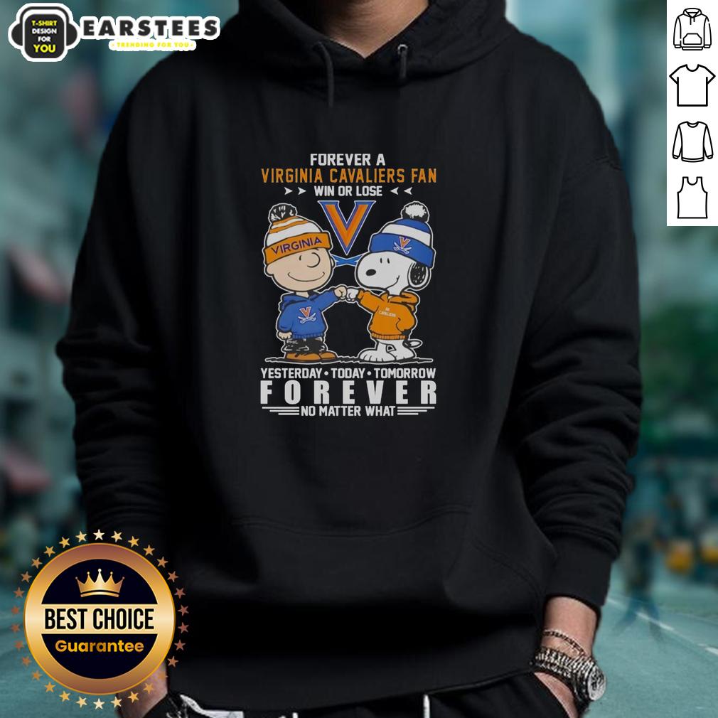 Awesome Virginia Cavaliers Snoopy And Charlie Brown Forever A Fan Win Or Lose T-Shirt - Image 2