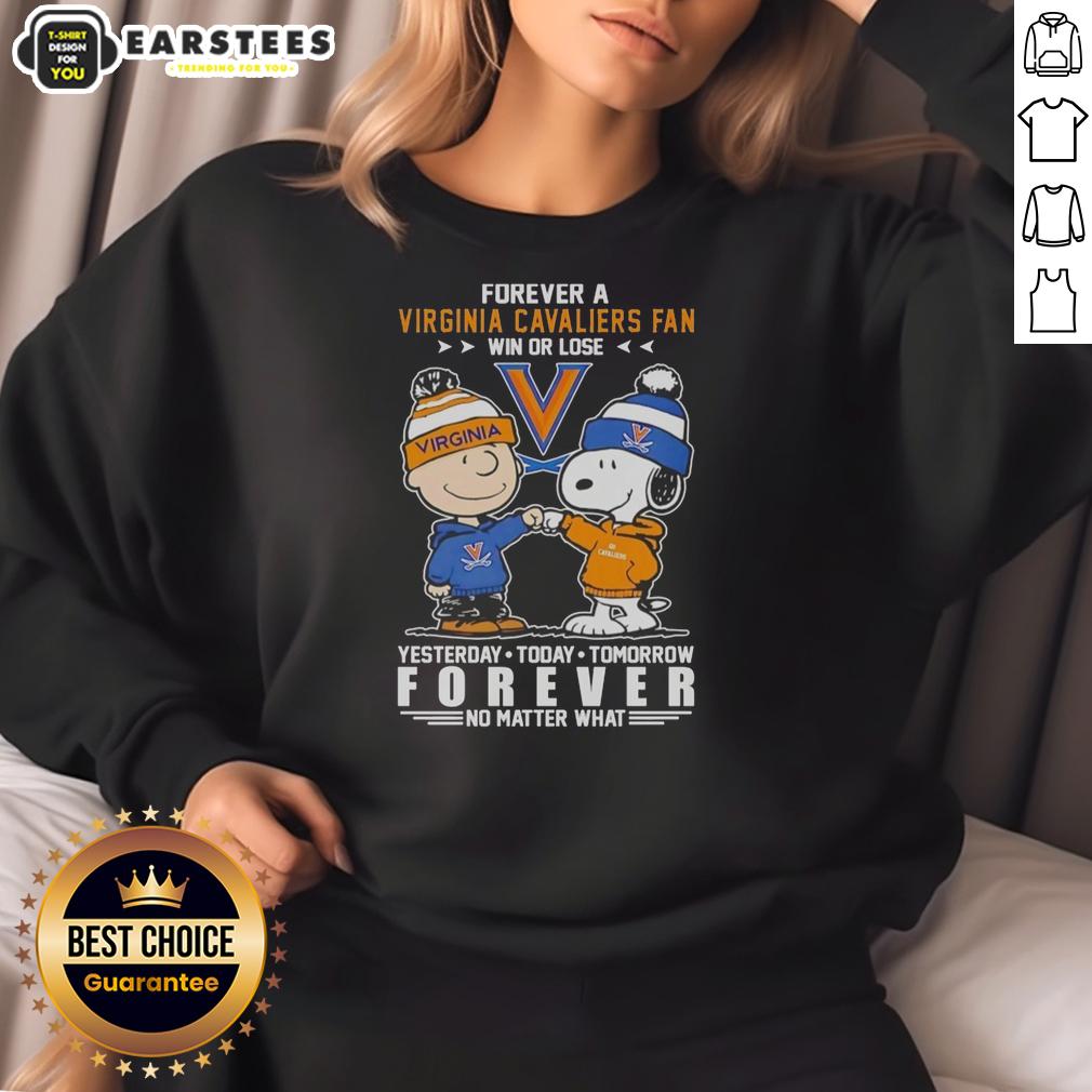 Awesome Virginia Cavaliers Snoopy And Charlie Brown Forever A Fan Win Or Lose T-Shirt - Image 5