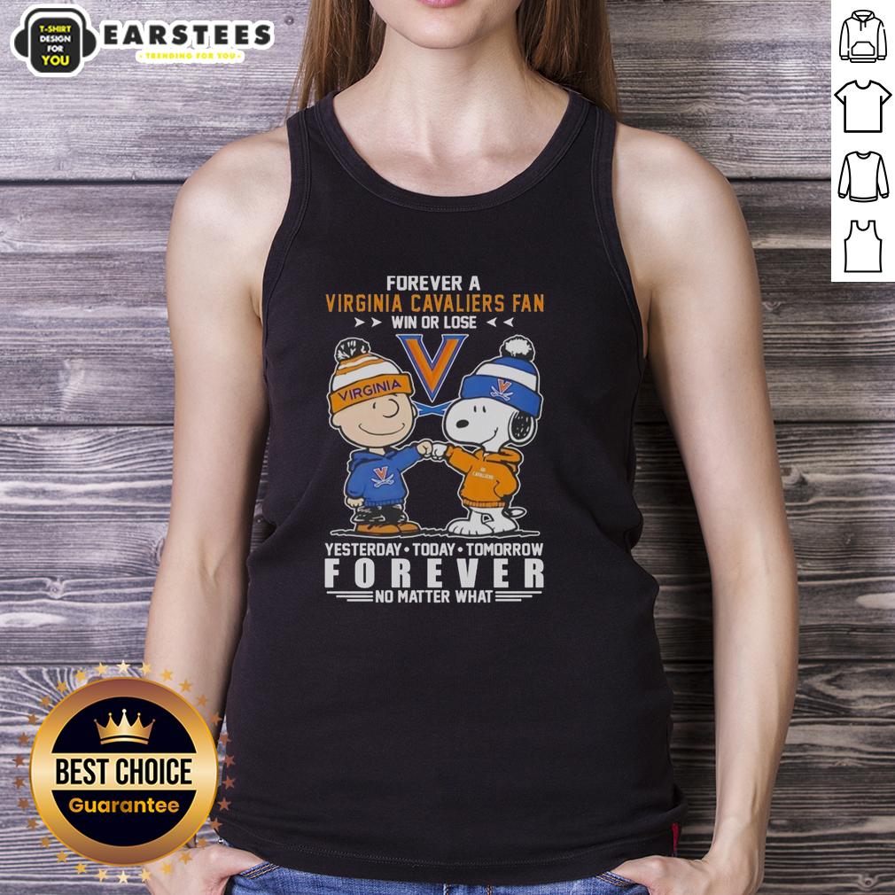Awesome Virginia Cavaliers Snoopy And Charlie Brown Forever A Fan Win Or Lose T-Shirt - Image 4