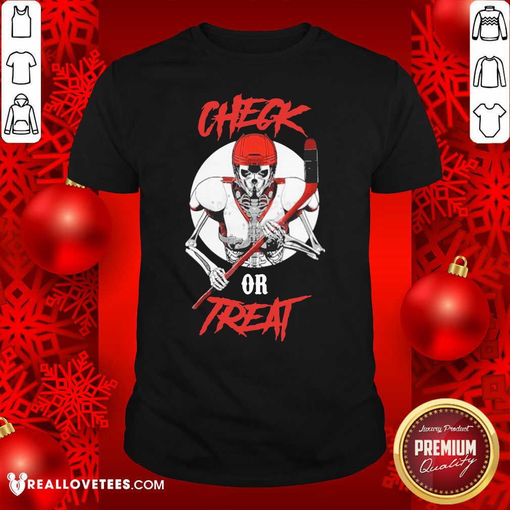 Pro Skeleton Hockey Check Or Treat Shirt