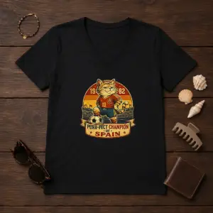 Alternative view of Nice Vintage Spanish Soccer Cat Meme Funny Shirt