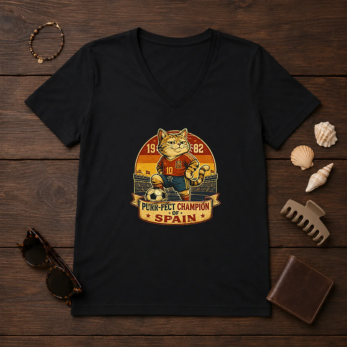 Nice Vintage Spanish Soccer Cat Meme Funny Shirt - Image 2
