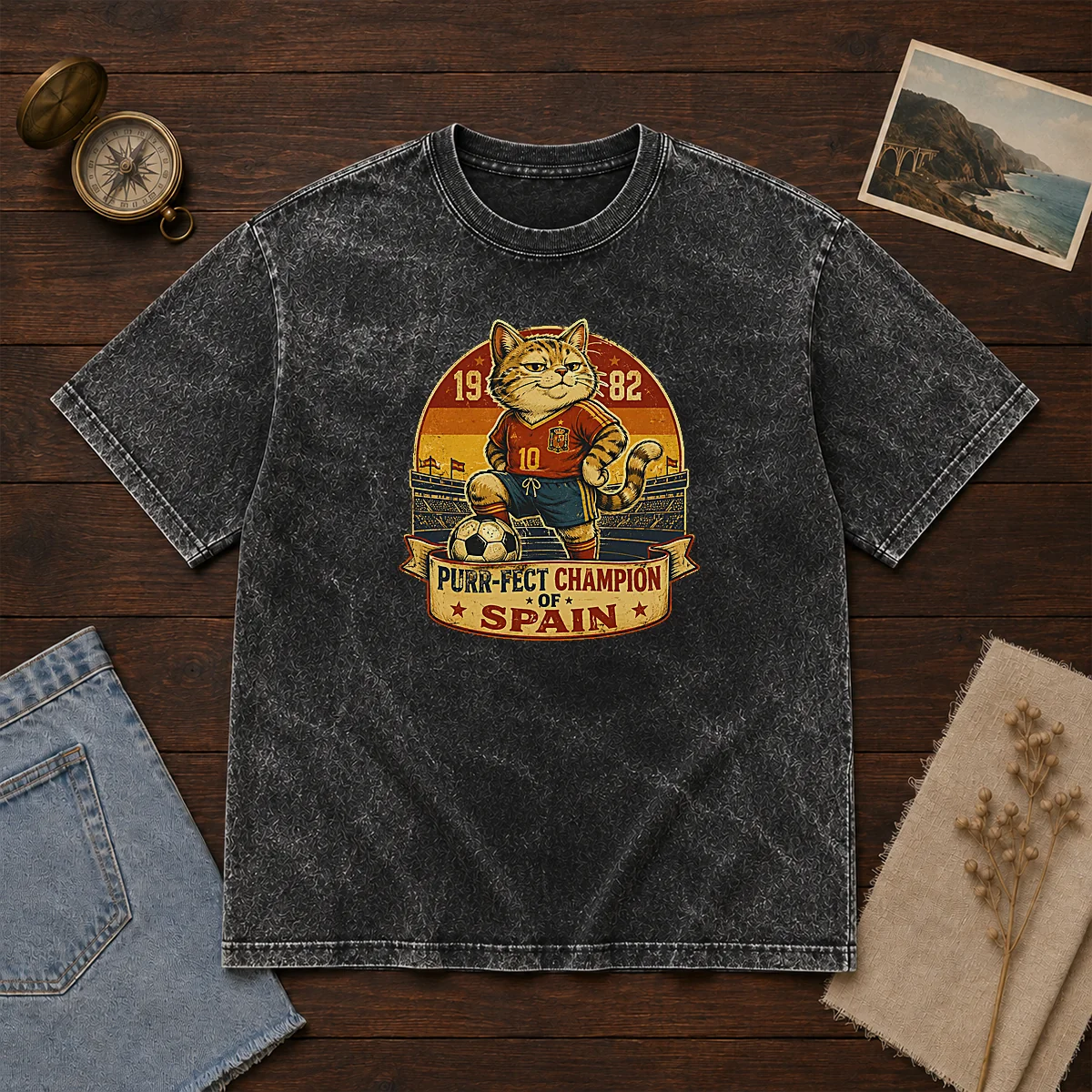 Nice Vintage Spanish Soccer Cat Meme Funny Shirt - Image 8