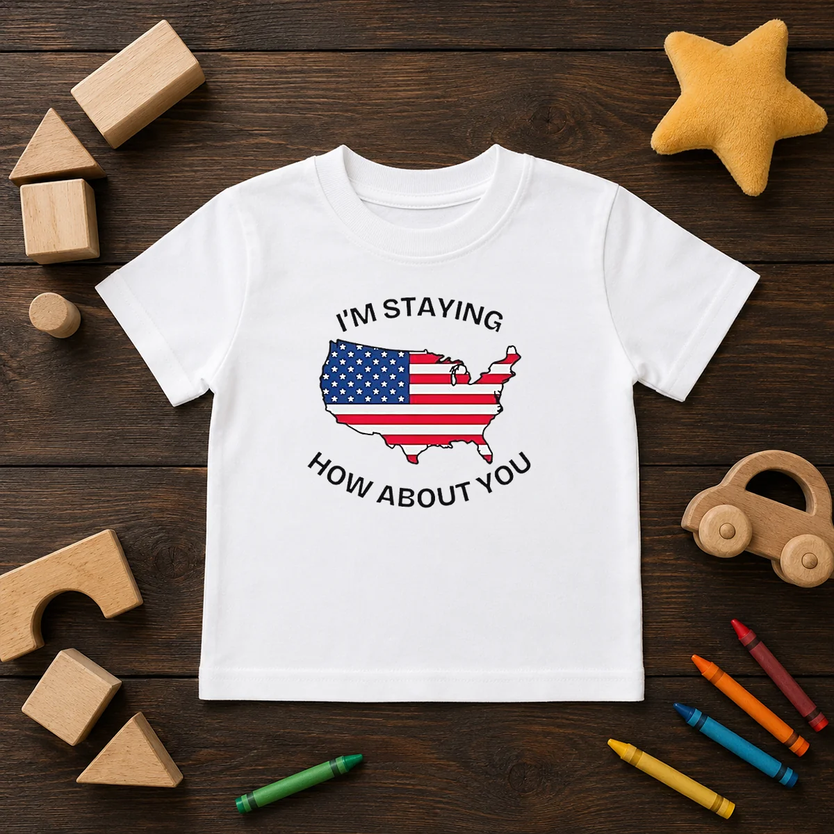 Awesome United States I'M Staying How About You Patriotic American Flag Shirt - Image 9