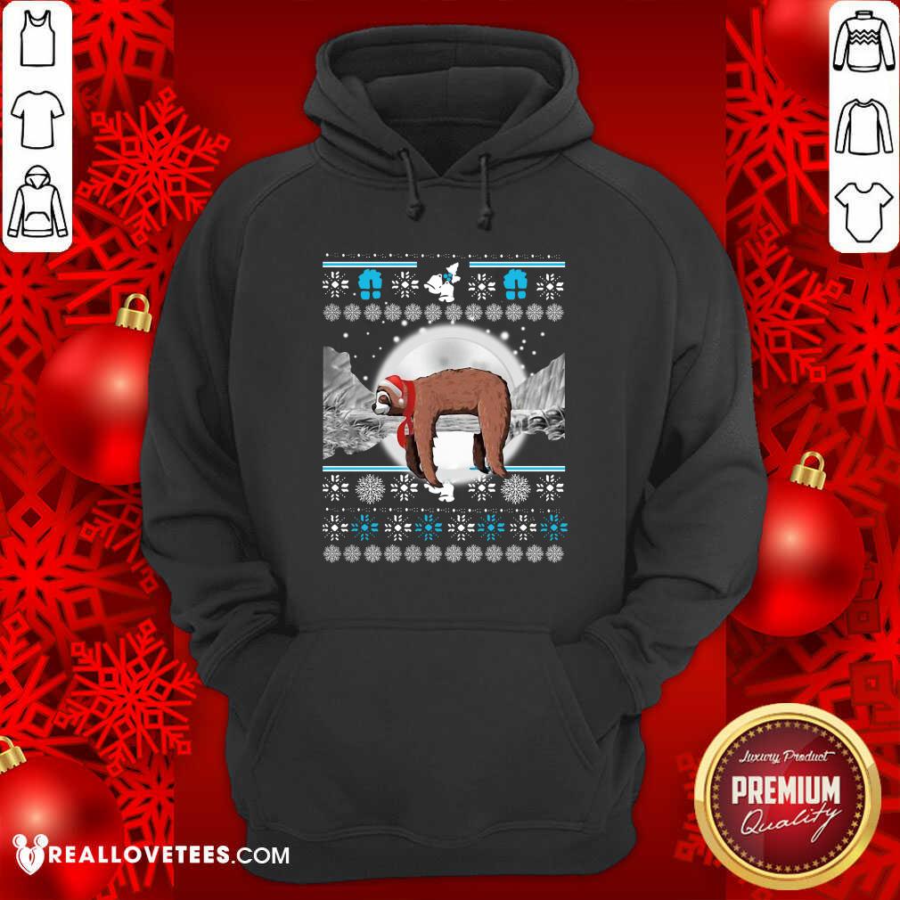 Happy Sloth Hat Santa Sleep Ugly Christmas Shirt - Image 4