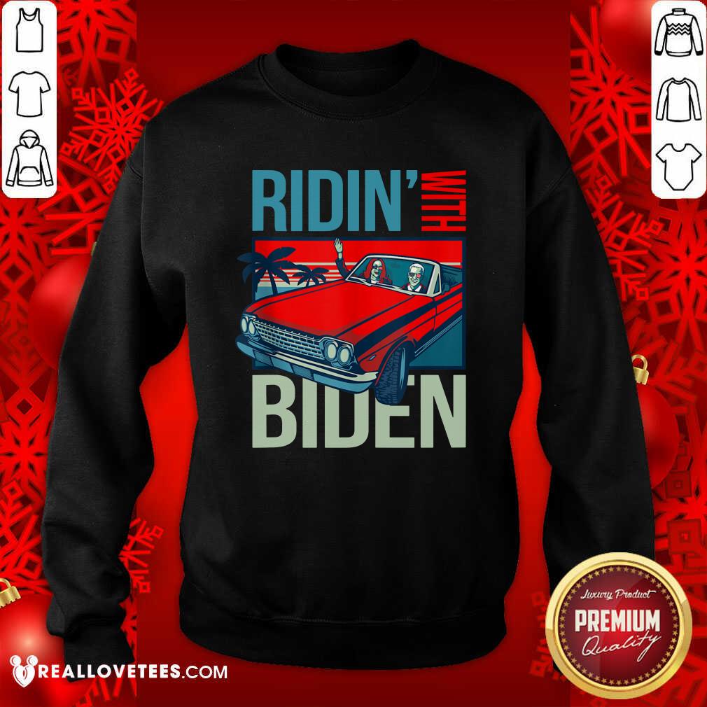 Hot Riding With Biden Kamala Harris Joe Biden Vintage Retro Car Shirt - Image 3