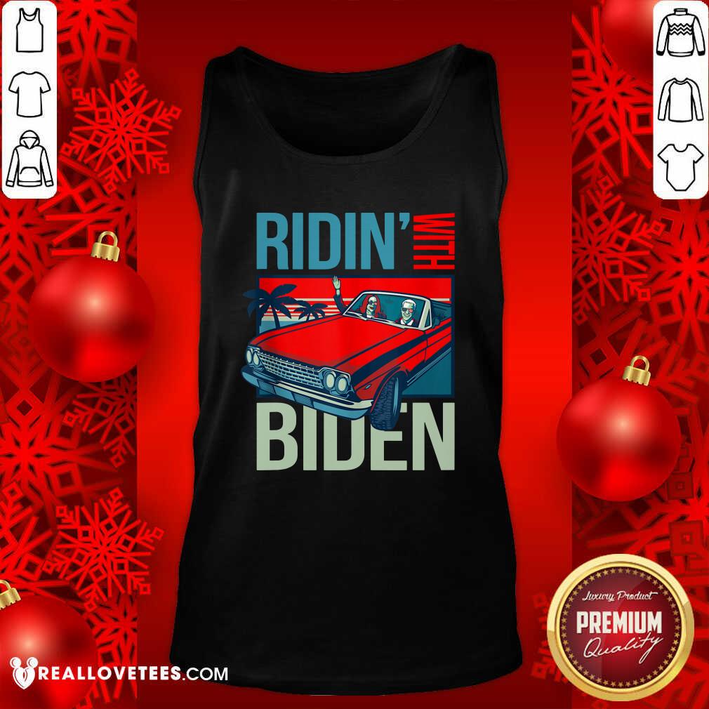 Hot Riding With Biden Kamala Harris Joe Biden Vintage Retro Car Shirt - Image 2