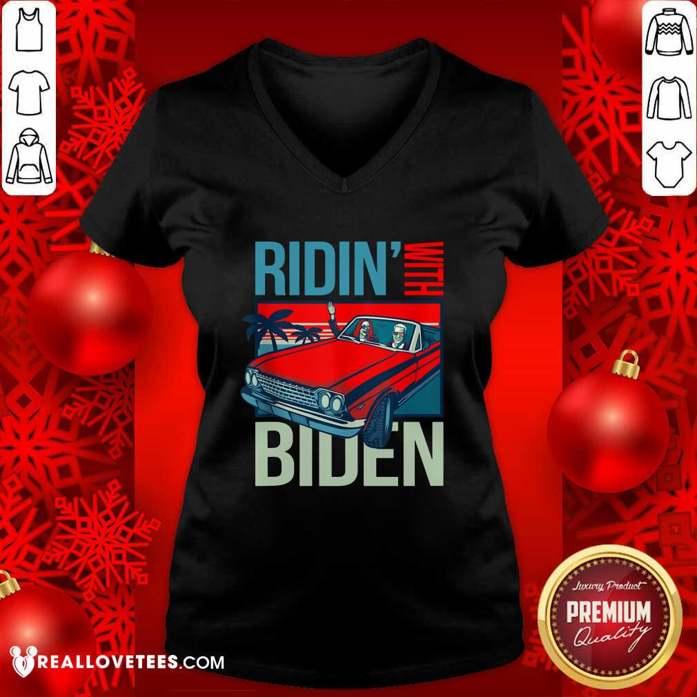 Hot Riding With Biden Kamala Harris Joe Biden Vintage Retro Car Shirt - Image 5
