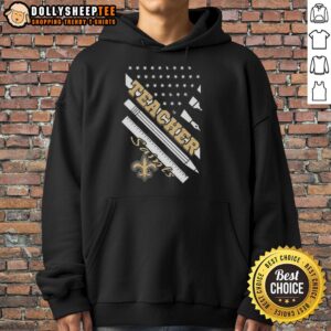 Alternative view of Hot New Orleans Saints Football X Teacher American Flag T-Shirt