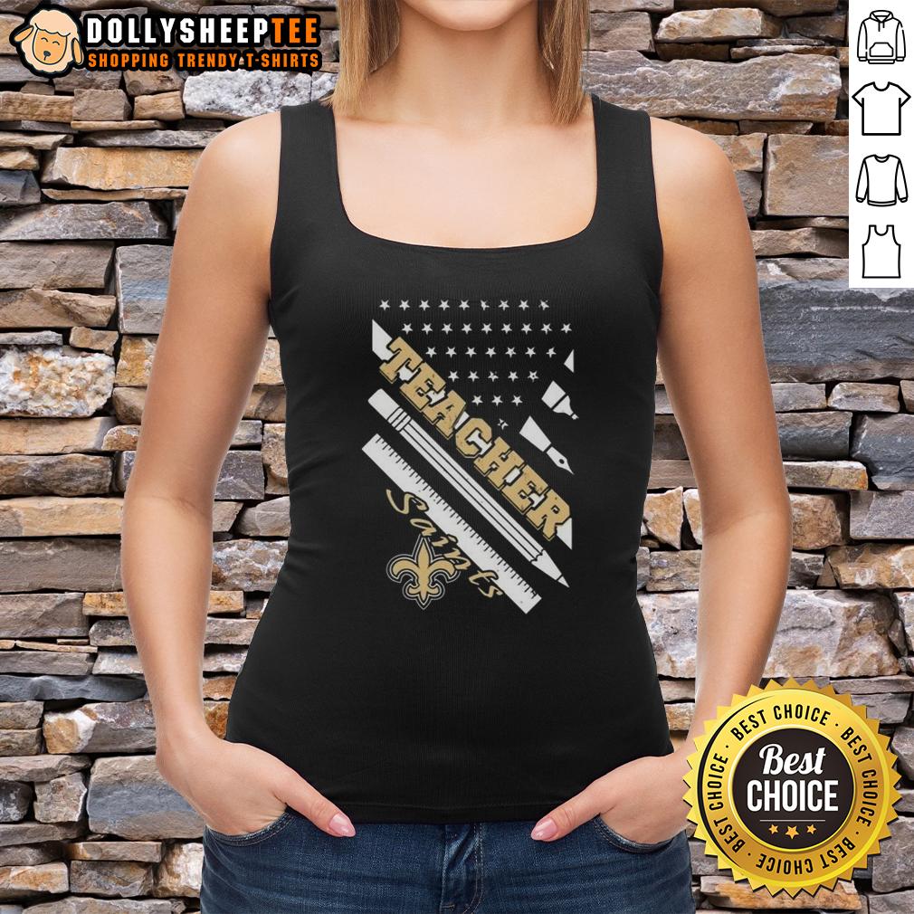 Hot New Orleans Saints Football X Teacher American Flag T-Shirt - Image 4
