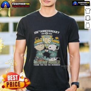 Official Green Bay Packers Outfit With Snoopy And Charlie Brown 106th Anniversary 1920 2026 T-Shirt