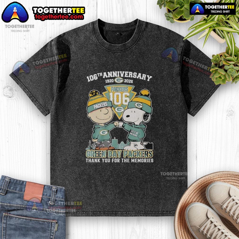 Official Green Bay Packers Outfit With Snoopy And Charlie Brown 106th Anniversary 1920 2026 T-Shirt - Image 6