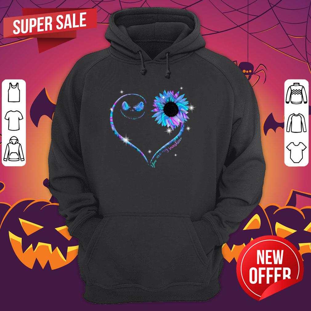 Jack Skellington Sunflower You Are My Sunshine Heart Shirt - Image 3